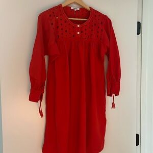 Madewell red-coral 3/4 sleeve shift dress